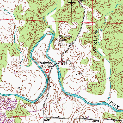 Topographic Map of Waterloo, MO