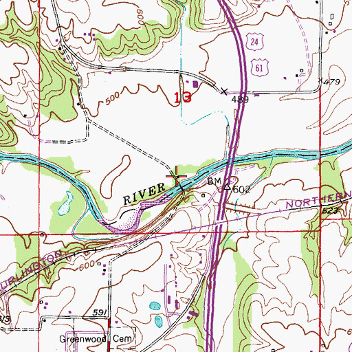 Topographic Map of Massie Mill (historical), MO