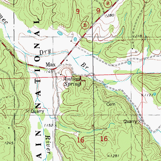 Topographic Map of Antioch School, MO