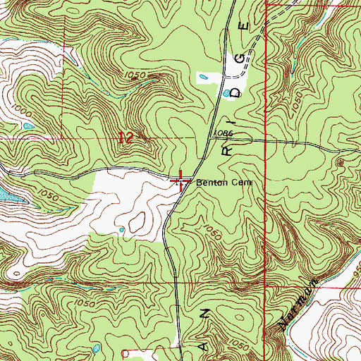 Topographic Map of Benton Cemetery, MO