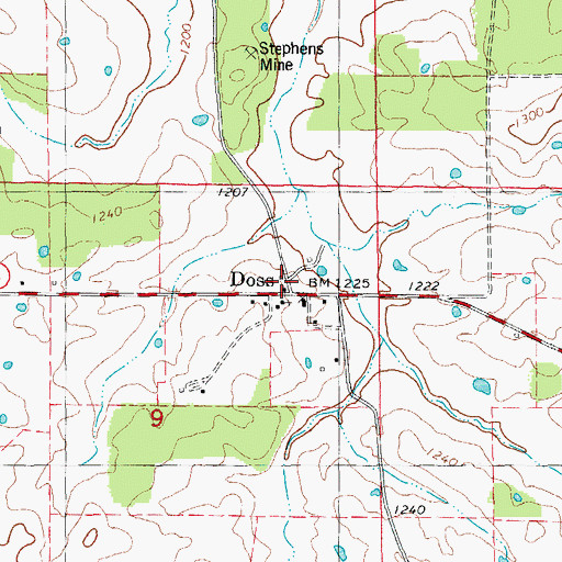 Topographic Map of Doss, MO