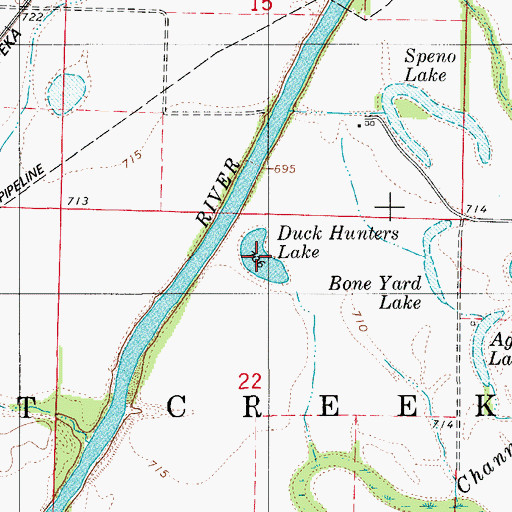 Topographic Map of Duck Hunters Lake, MO