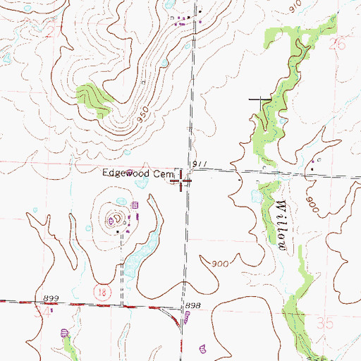 Topographic Map of Edgewood Cemetery, MO