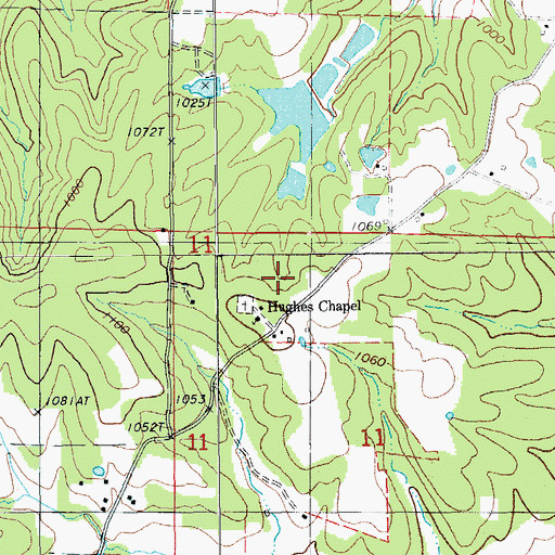 Topographic Map of Hughes Chapel School, MO
