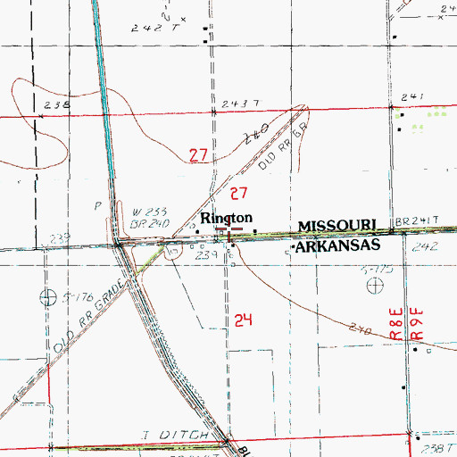 Topographic Map of Rington, MO