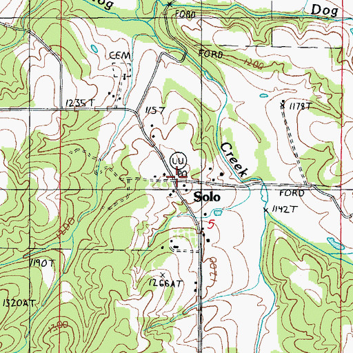 Topographic Map of Solo, MO