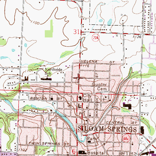 Topographic Map of Hico, AR
