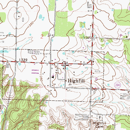 Topographic Map of Highfill Methodist Church, AR