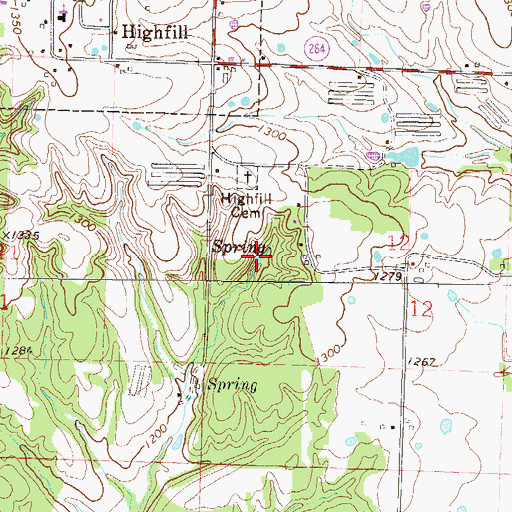 Topographic Map of Highfill Spring, AR