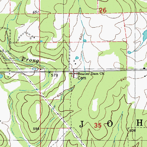 Topographic Map of Beaver Dam Church Cemetery, MO