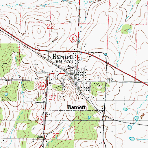 Topographic Map of Barnett, MO