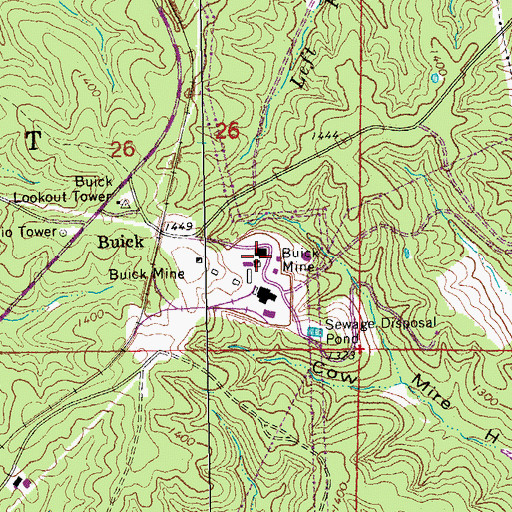 Topographic Map of Buick Mine, MO