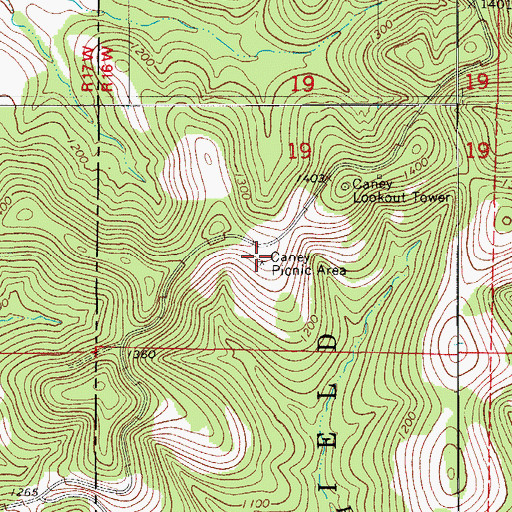 Topographic Map of Caney Picnic Area, MO