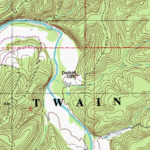 Topographic Map of Dodkin Cemetery, MO