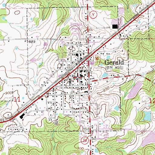 Topographic Map of Gerald, MO