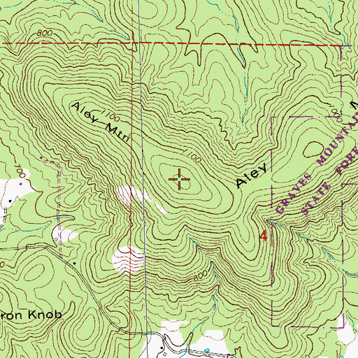 Topographic Map of Aley Mountain, MO