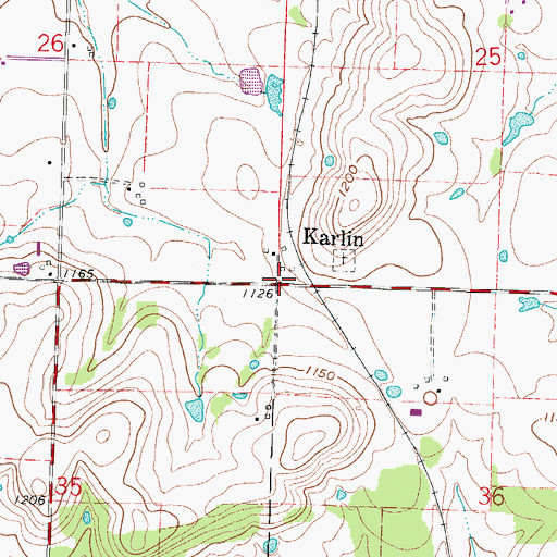 Topographic Map of Karlin, MO