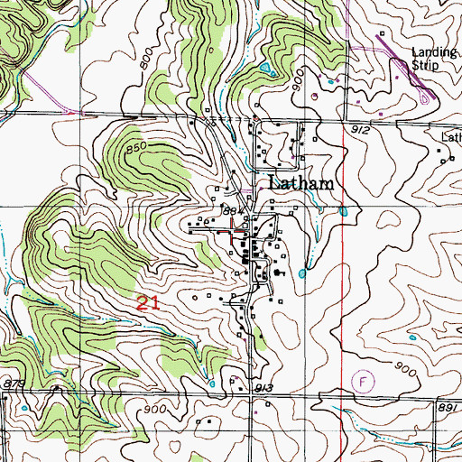 Topographic Map of Latham, MO