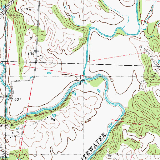 Topographic Map of Little Whitewater Creek, MO
