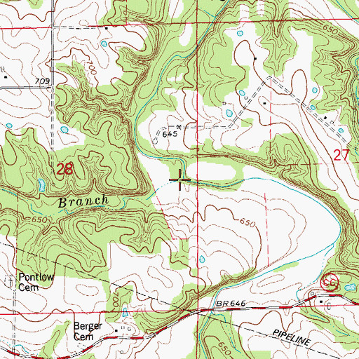 Topographic Map of Long Branch, MO