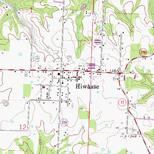 Topographic Map of Hiwasse School (historical), AR