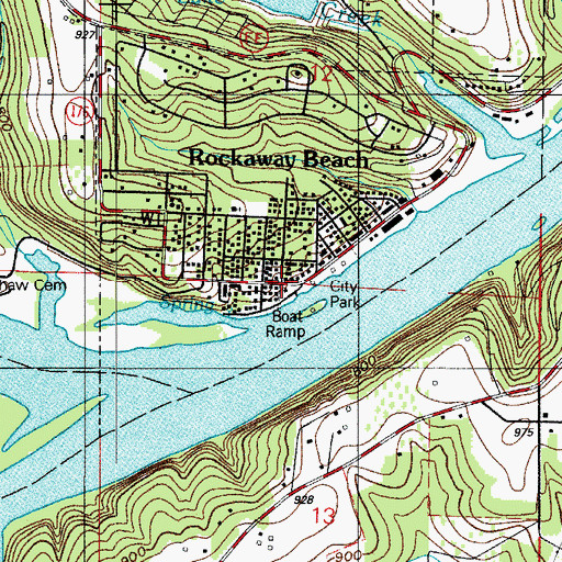 Topographic Map of Rockaway Beach, MO