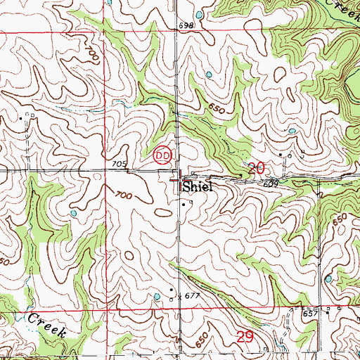 Topographic Map of Sheil, MO