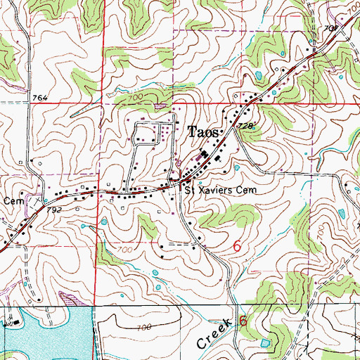 Topographic Map of Taos, MO