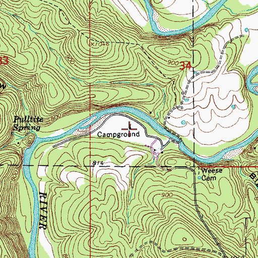 Topographic Map of Pulltite Campground, MO