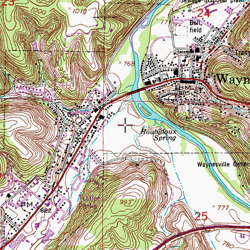 Topographic Map of Bradford Hollow, MO