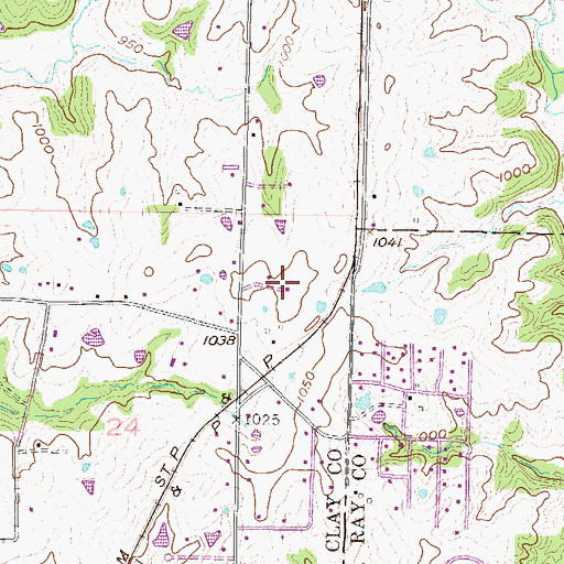 Topographic Map of Claysville, MO