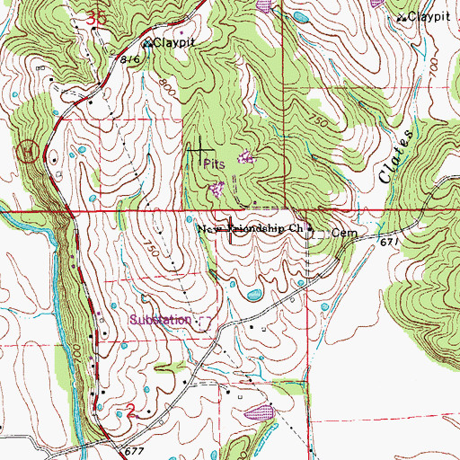 Topographic Map of Walbert (historical), MO