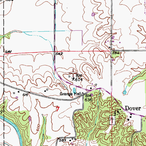 Topographic Map of Weber, MO
