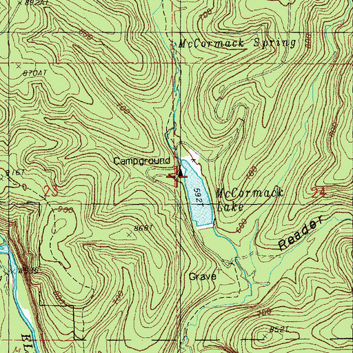 Topographic Map of McCormack Lake Picnic Grounds, MO