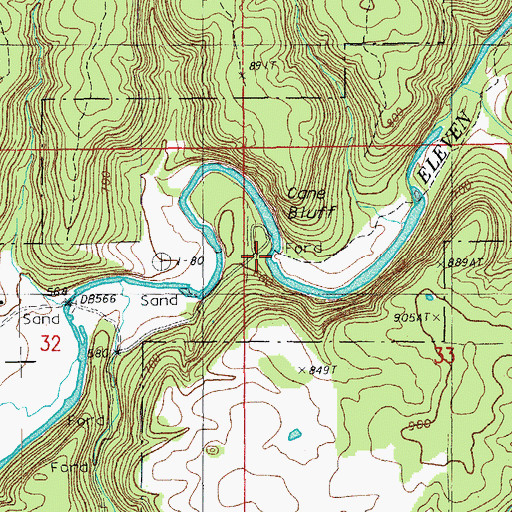 Topographic Map of Cane Bluff Access Ramp Canoe Dock, MO
