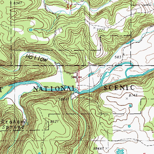 Topographic Map of Denny Hollow Float Camp, MO