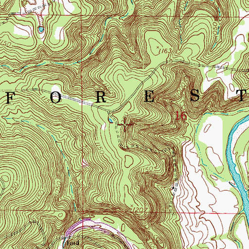 Topographic Map of Big Piney Campground, MO