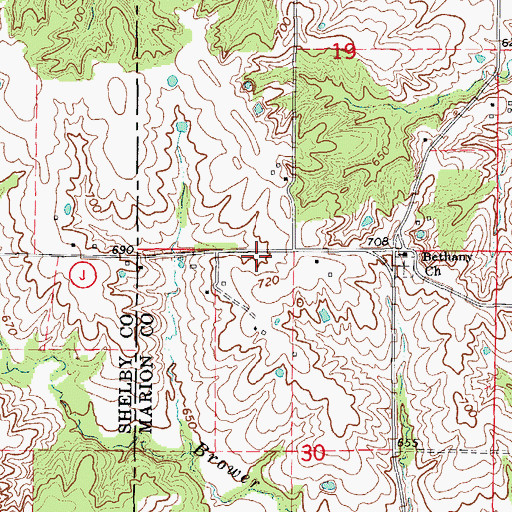 Topographic Map of Cherry Dell (historical), MO