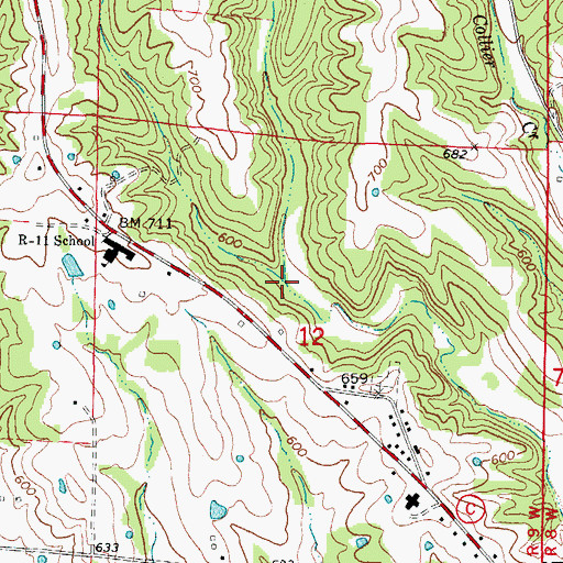 Topographic Map of Ewing Creek, MO