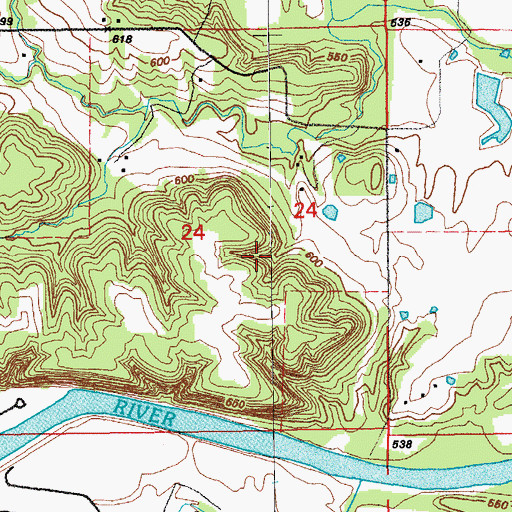 Topographic Map of Shepard Ford, MO