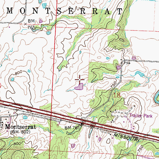 Topographic Map of Carbon Hill, MO