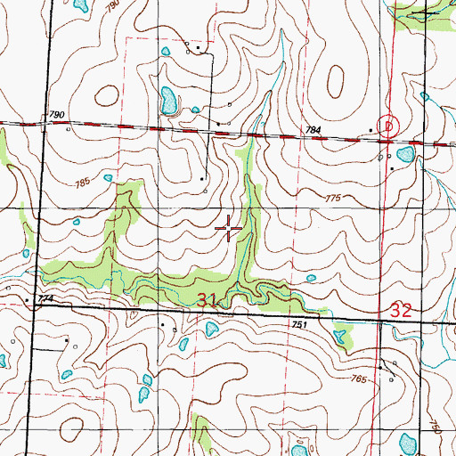 Topographic Map of Blaine, MO