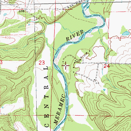 Topographic Map of Waits Sawmill, MO
