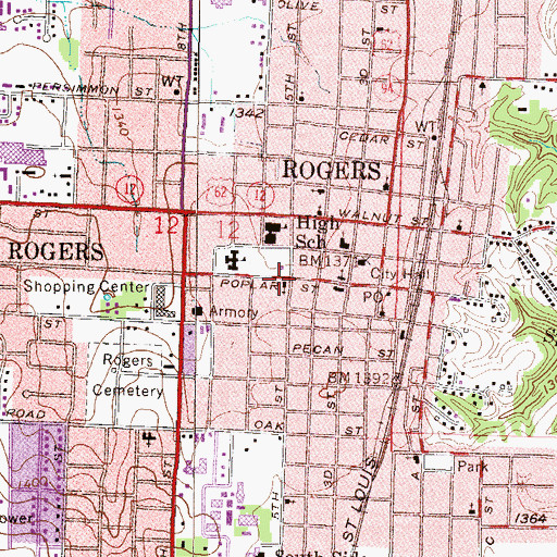 Topographic Map of Immanuel Baptist Church, AR