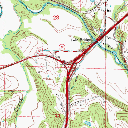 Topographic Map of Pinoak Ford, MO