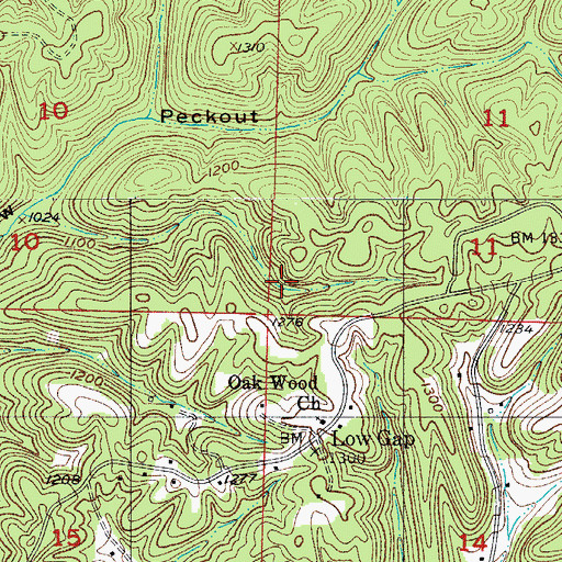 Topographic Map of Saunders, MO