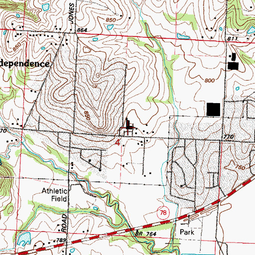 Topographic Map of Adams, MO