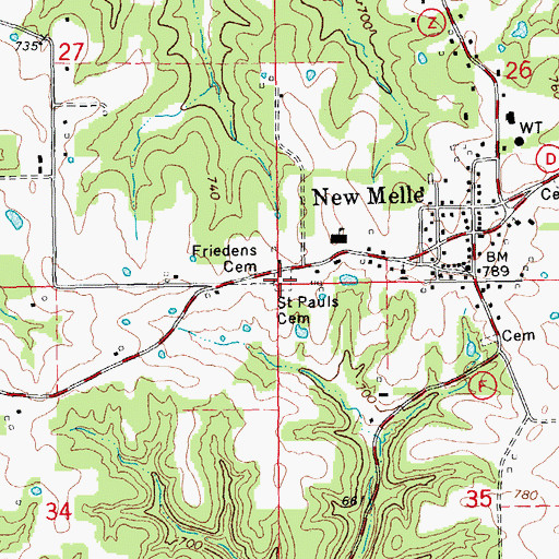 Topographic Map of Saint Pauls Cemetery, MO