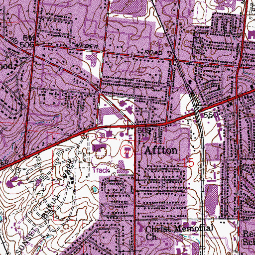 Topographic Map of Affton, MO