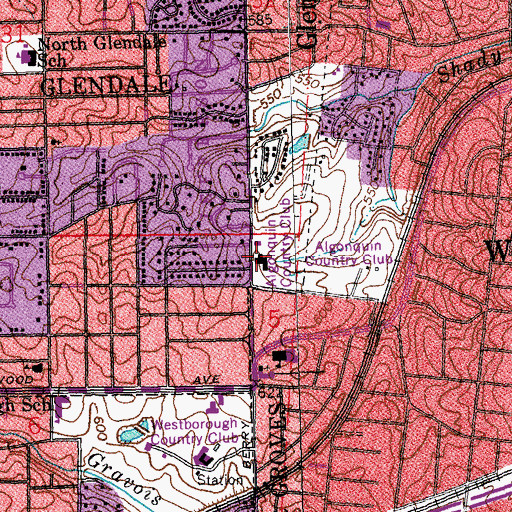 Topographic Map of Algonquin Country Club, MO